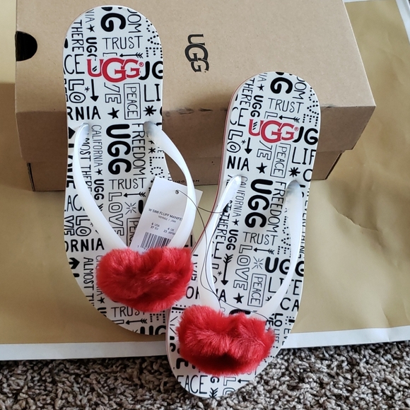 Women Simi Fluff Flipflop Heart Shape Pompom - Picture 3 of 7